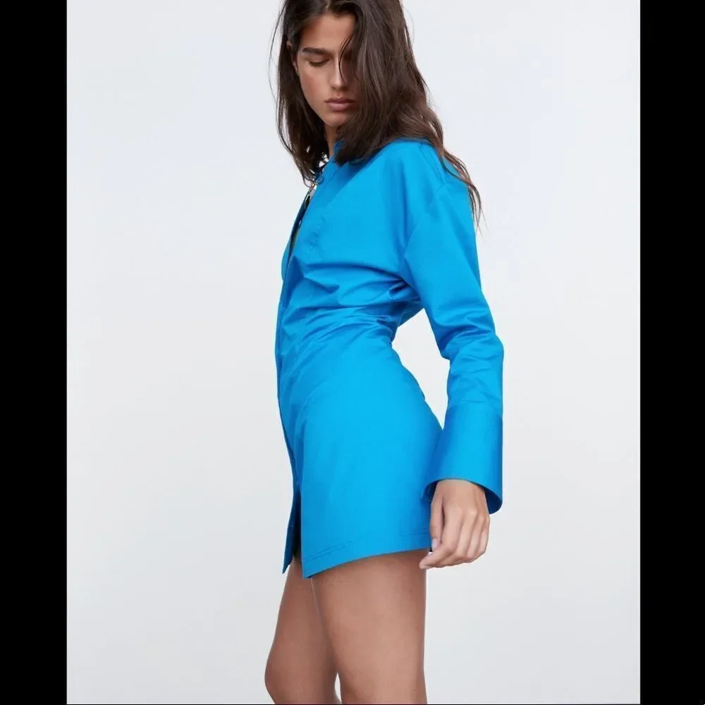 Zara blue cotton shirtdress - Picture 10 of 10